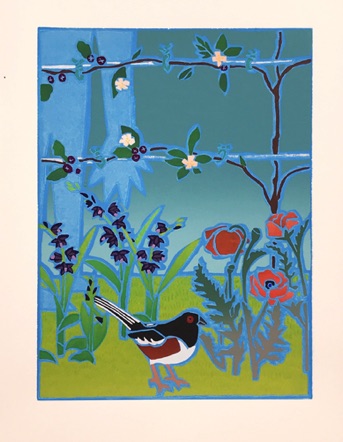 Towhee in Late Spring
linocut/screenprint
11.5" x 8.5" unframed 
$350 unframed Towhee in Late Spring
linocut/screenprint
11.5" x 8.5" unframed 
$350 unframed